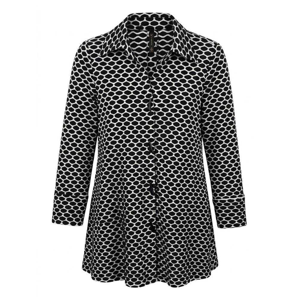 IC by Connie K Womens Black White Honeycomb Toggle Front Textured Jacket Size M